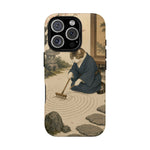 Zen Garden Cat Phone Case, Sand Spiral Japanese Art Cover