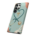 Stethoscope Heart Phone Case, Nurse Icon Teal Cover