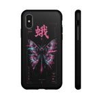 Glitch Moth Wings Art Tough Phone Case - Pink Cyan on Black