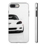 White C6 Z06 Front View tough phone case for Sports Car Drivers
