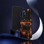 Orange Cuda Phone Case, Rainy City Night Muscle Car Tough Cover