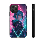 Anime Girl Phone Case Teal, Neon Kanji Calm Gradient Tough Cover