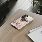 Pug Puppy Phone Case, Pastel Watercolor Heart Collar Cover