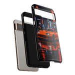 Orange Supra Phone Case, Neon City Night JDM Sports Car Tough Cover