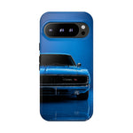 Muscle Car Phone Case Blue 68 Charger RT, Retro Tough Cover for Men