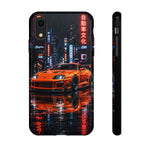 Orange Supra Phone Case, Neon City Night JDM Sports Car Tough Cover