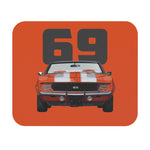 1969 Camaro SS Muscle Car Mouse Pad | Retro Racing Stripes, Orange