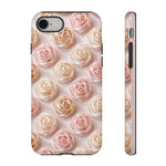 Silk Rose Phone Case, Blush Pink Floral Pattern Tough Cover, Gift