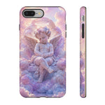 Cherub Cloud Throne Phone Case, Pastel Marble 3D Render Cover