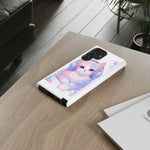 Pastel Cat Phone Case, Headphones Glitch Color Block Cover