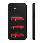 C4 Corvette Art Phone Case Red, Three-View Vector Cover, Gift