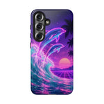 Neon Dolphin Ocean Vaporwave Art Tough Phone Case