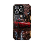 Red FD RX-7 Blossom Alley Tough Phone Case - Rain-Slicked Night
