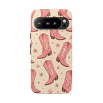 Pink Cowboy Boots phone case | Western pattern | Pastel stars
