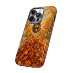 Yorkshire Terrier Jumping in Autumn Leaves Tough Case | Fall Dog Phone Cover