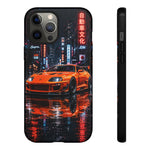 Orange Supra Phone Case, Neon City Night JDM Sports Car Tough Cover