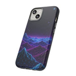 Retro Neon Mountains Phone Case | Vaporwave Galaxy Landscape