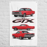 1967 GTX Red Hardtop Banner 34x56 Garage Man Cave Wall Decor Car Guy Gift