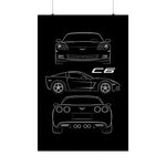 Chevy Corvette C6 Poster Wall Art Print Sports Car Blueprint Garage Decor Gift