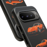 C3 Corvette Art Phone Case Orange, Three-View Vector Cover, Gift