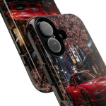 Red FD RX-7 Blossom Alley Tough Phone Case - Rain-Slicked Night