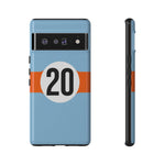 Copy of Blue Orange Number 20 Retro Racing Stripe Tough Phone Case Cover