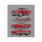 1960 Red Impala Illustration Velveteen Blanket | Classic Car Throw