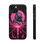 Chrome Lion Phone Case, Neon Grid Katakana Pride Tough Cover