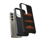 C3 Corvette Art Phone Case Orange, Three-View Vector Cover, Gift