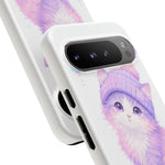 Pastel Cat Beanie Phone Case, Glitch Color Block Cover, Gift