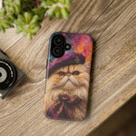 Persian Cat Beret Portrait Tough Phone Case - Painterly