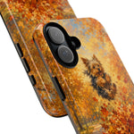 Yorkshire Terrier Jumping in Autumn Leaves Tough Case | Fall Dog Phone Cover