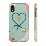 Stethoscope Heart Phone Case, Nurse Icon Teal Cover
