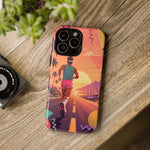 Retro Runner Sunset phone case | 80s Vaporwave jogging design