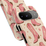 Pink Cowboy Boots phone case | Western pattern | Pastel stars
