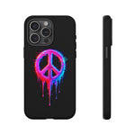 Glitch Peace Sign Phone Case, RGB Melt Digital Art Tough Cover, Gift