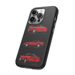 C4 Corvette Art Phone Case Red, Three-View Vector Cover, Gift