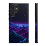 Retro Neon Mountains Phone Case | Vaporwave Galaxy Landscape