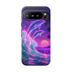 Neon Dolphin Ocean Vaporwave Art Tough Phone Case