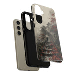 Autumn Temple Steps phone case | Japanese watercolor landscape cover