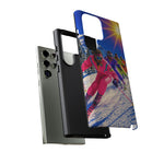 Retro Skiers Phone Case | Neon 80s Skiing Tough Cover