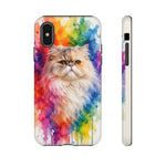 Persian Cat Watercolor Portrait Tough Phone Case - Rainbow