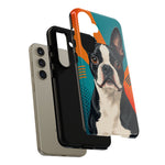 Boston Terrier Pop-Art Portrait Tough Phone Case - Teal Orange