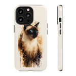 Siamese Cat Watercolor Portrait Tough Phone Case - Cream Choc
