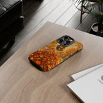 Yorkshire Terrier Jumping in Autumn Leaves Tough Case | Fall Dog Phone Cover