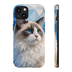 Ragdoll Cat Polygon Portrait Tough Phone Case - Blue Cream
