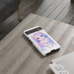 Pastel Cat Phone Case, Headphones Glitch Color Block Cover