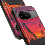 Matte Black Challenger Sunset Tough Phone Case - Palm Silhouette