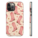 Pink Cowboy Boots phone case | Western pattern | Pastel stars