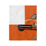 Orange Datsun 240Z Car Illustration Blanket | Vintage Sports Car Microfiber